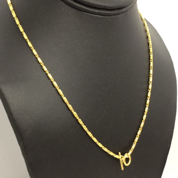 !!SOLD!! MADEWELL TOGGLE NECKLACE CHAIN GOLD TONE MINIMALIST QUIET LUXURY - Picture 4 of 13